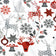 Tecido de algodão - Flocos de neve de Natal e renas, branco