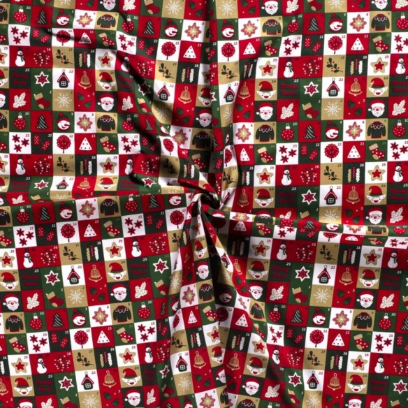 Premium Cotton - Christmas Patchwork Merry X-mass, Green