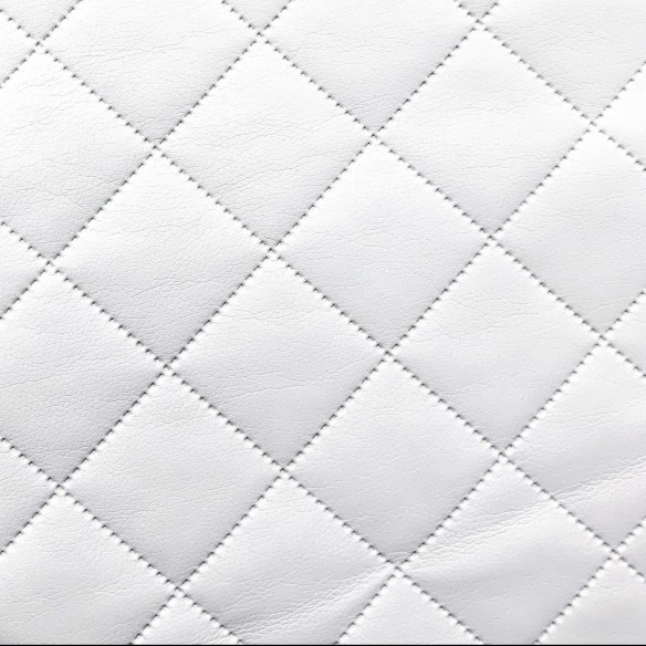 Estofamento Tecido Acolchoado Couro PU Diamante 5x5 - Branco