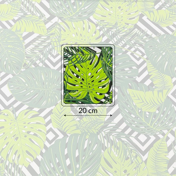 Tecido de Algodão - Monstera Jungle em Zigzag