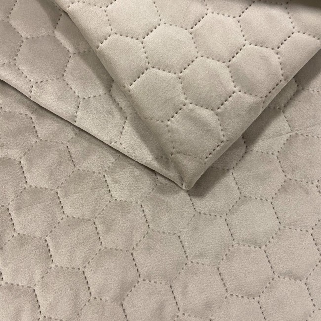 Tecido para estofamento veludo acolchoado hexagonal - creme