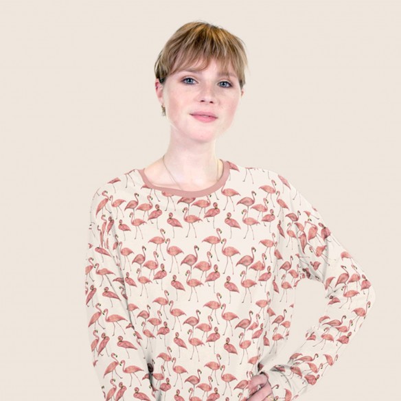 Camisa Simples Estampada - Flamingo