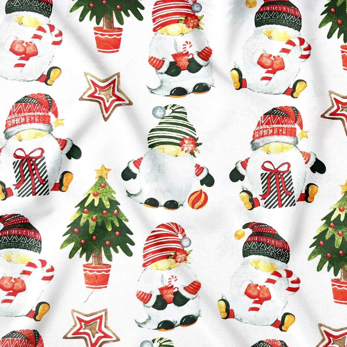 Tecido de algodão - gnomos e árvores de Natal II