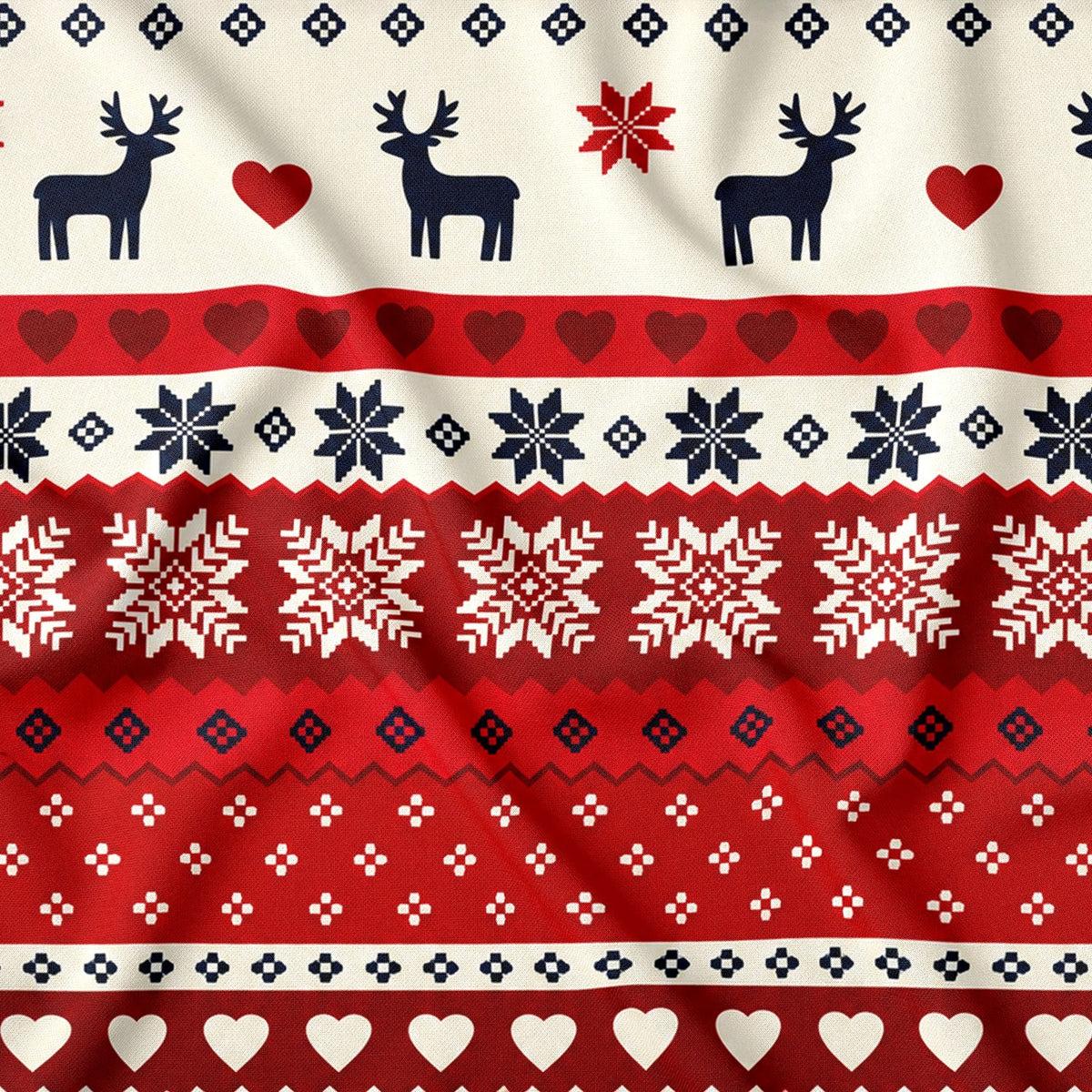 Tecido de Algodão - Natal Escandinavo Reno Vermelho
