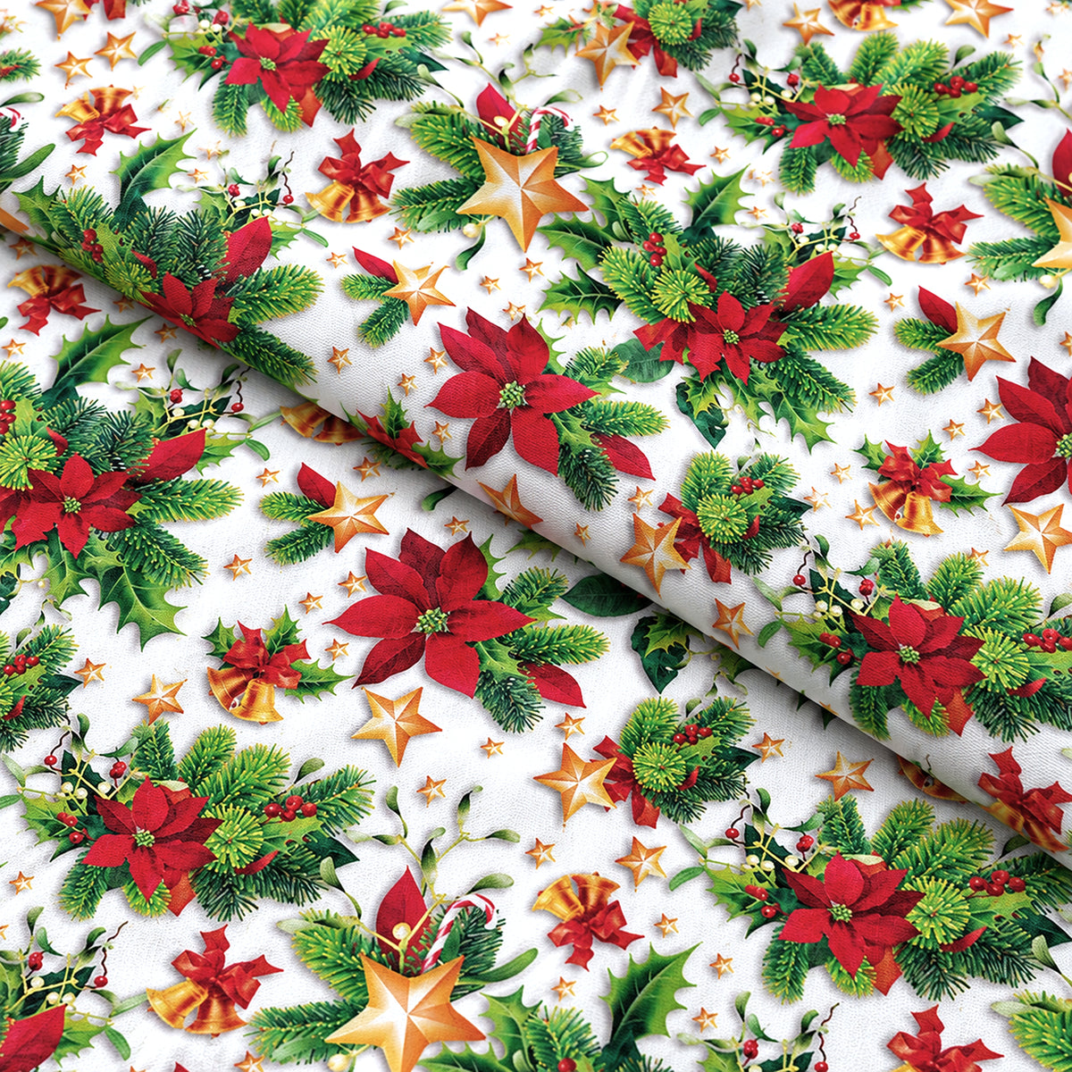 Tecido de Veludo Estampado - Padrão de Natal - 22993-1001