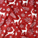 Tecido de algodão - Renas de Natal Nórdico em Vermelho