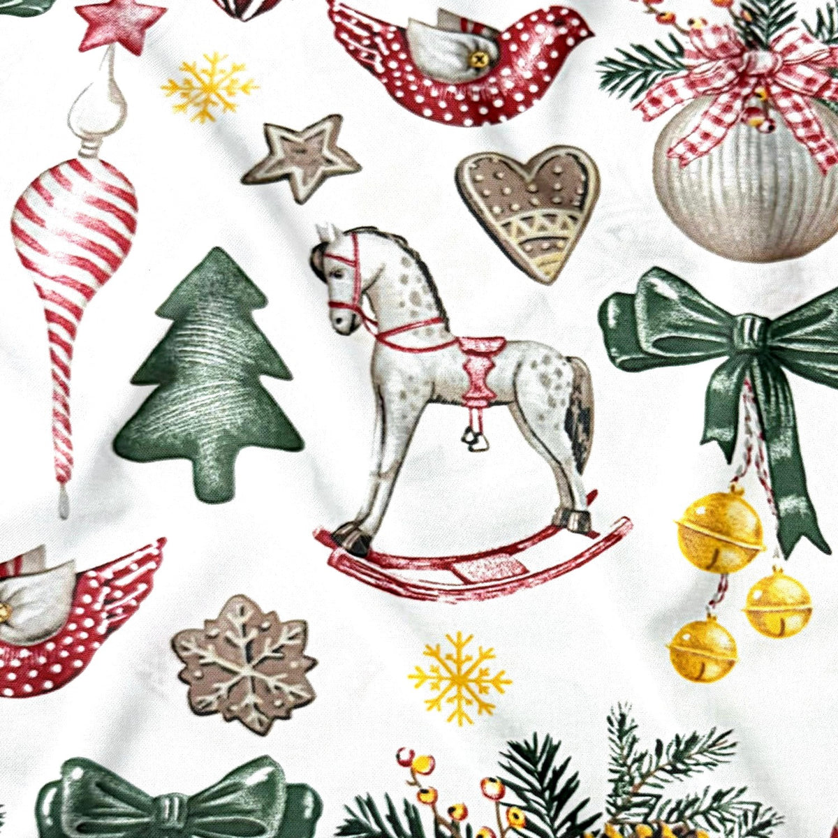 Tecido de algodão - Natal balanço branco II