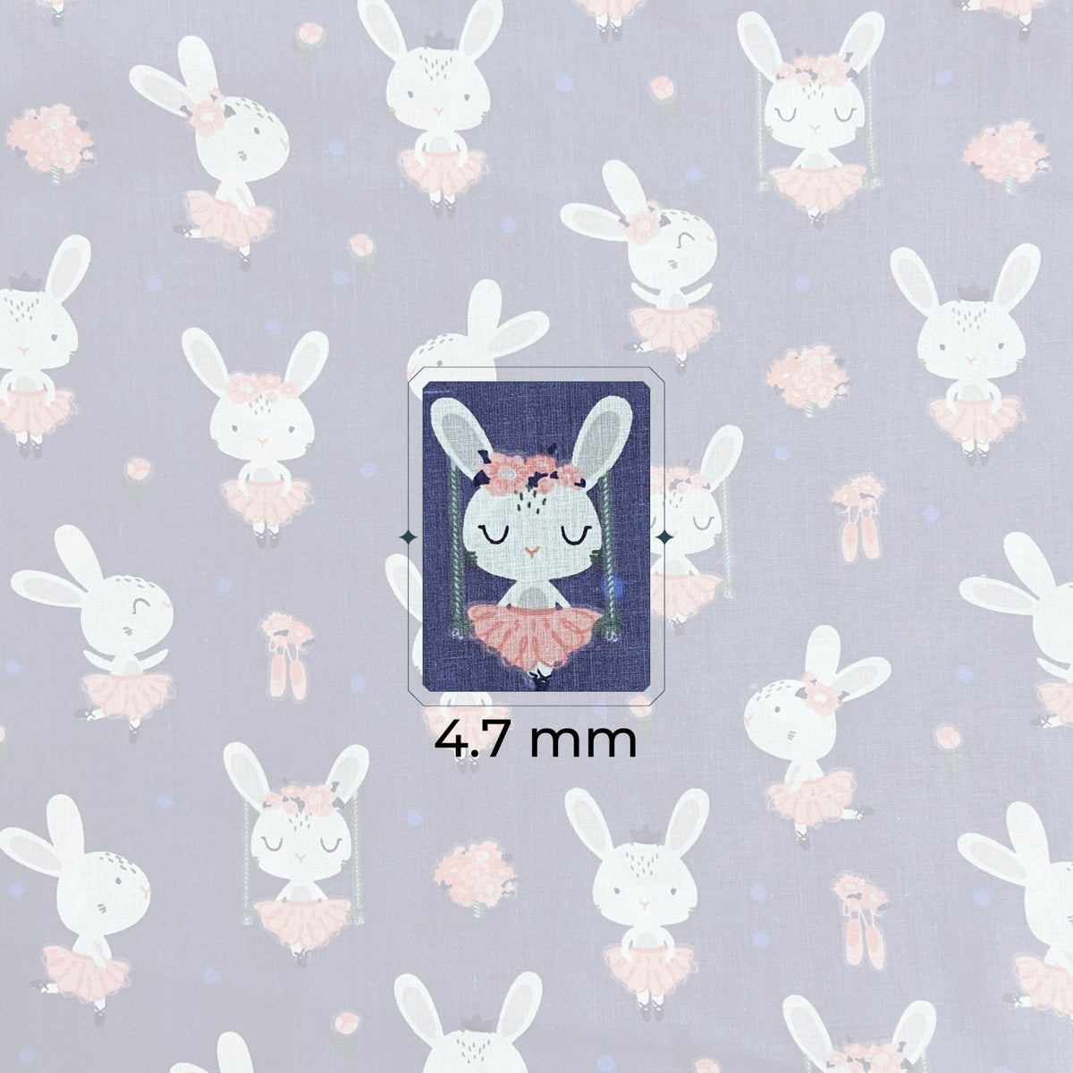 Cotton Fabric - Bunny Ballerinas, Navy Blue