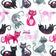 Tecido de Algodão - Gatos Rosa e Pretos sobre Branco