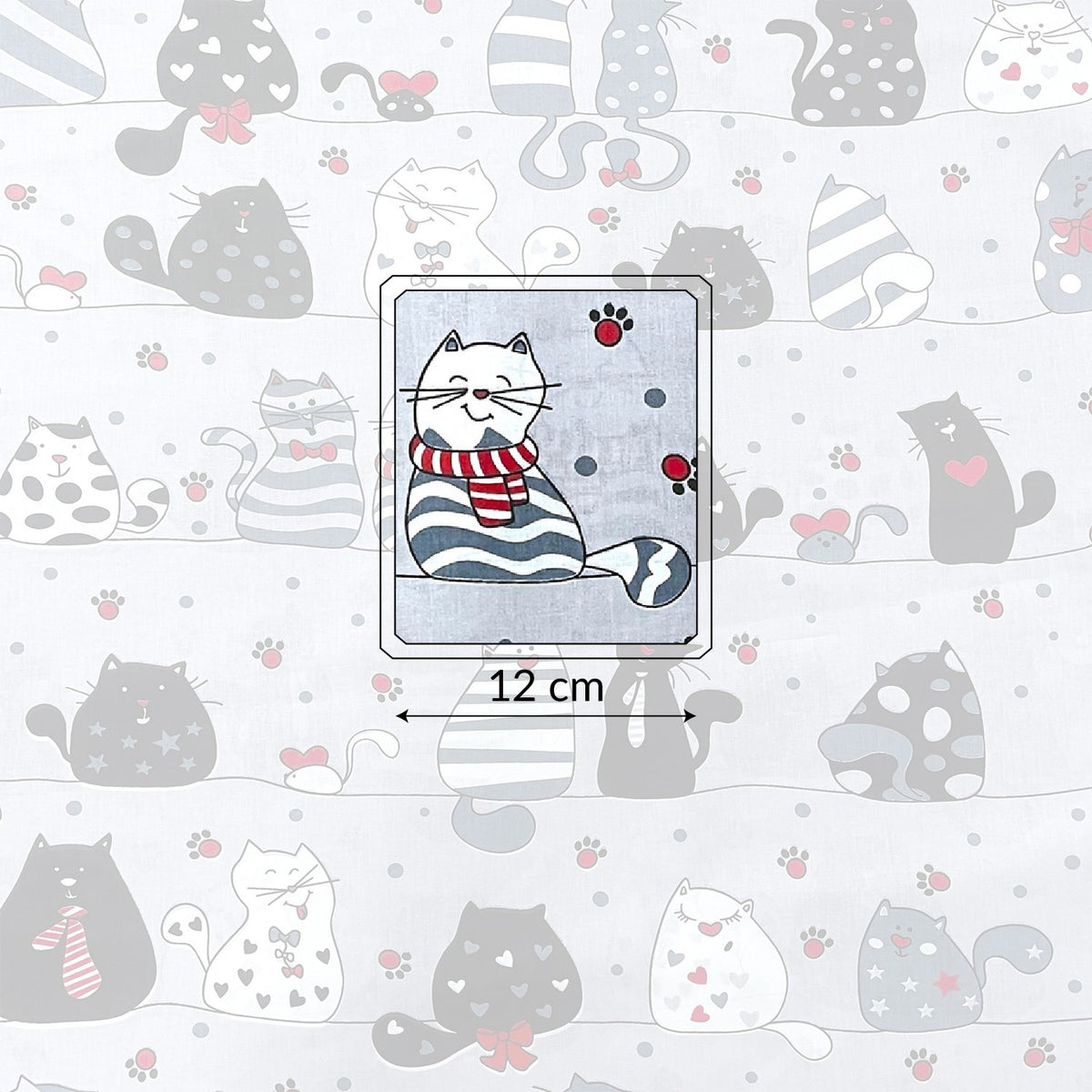 Cotton Fabric - Cats on a Line Grey