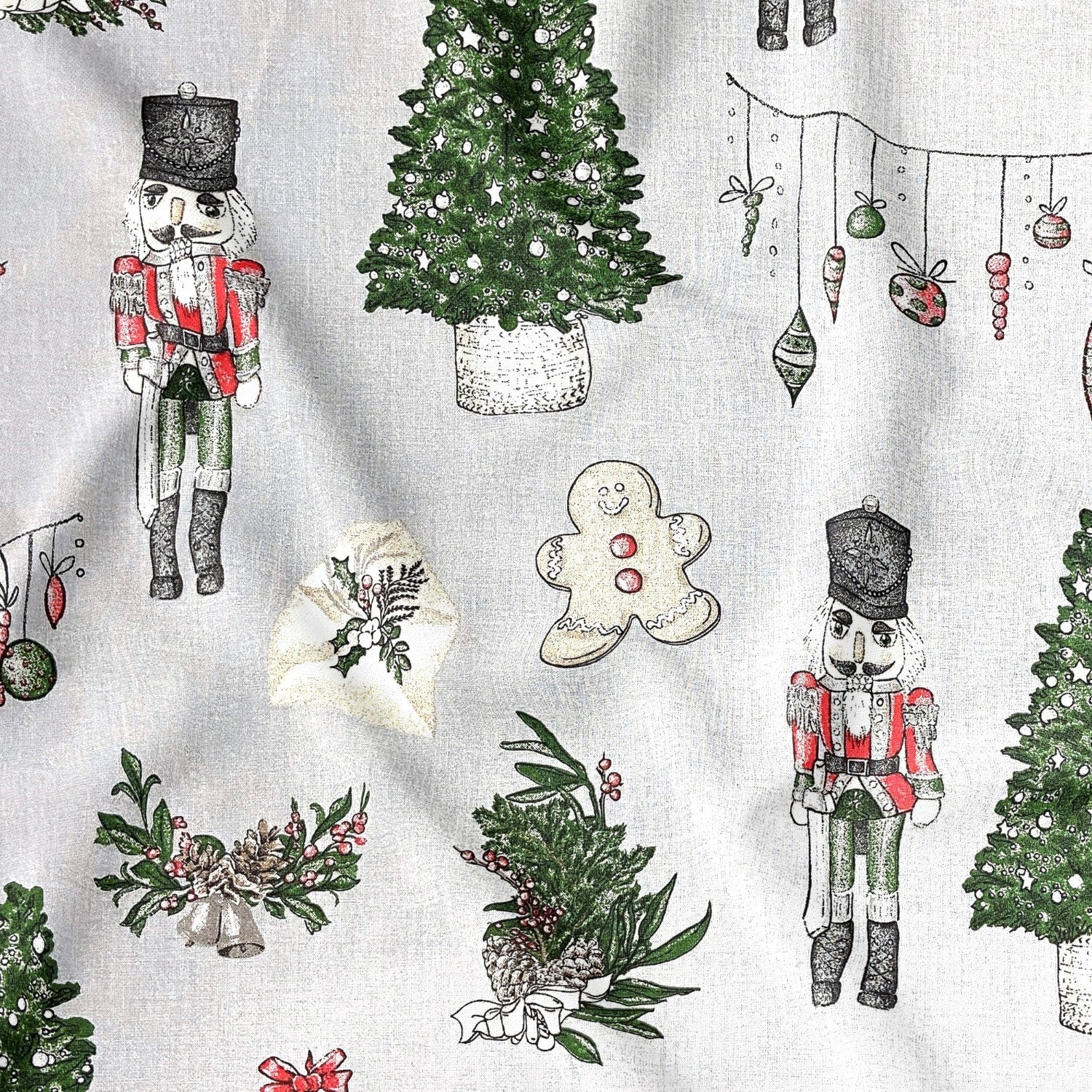 Cotton Fabric - Christmas Nutcracker, Gray