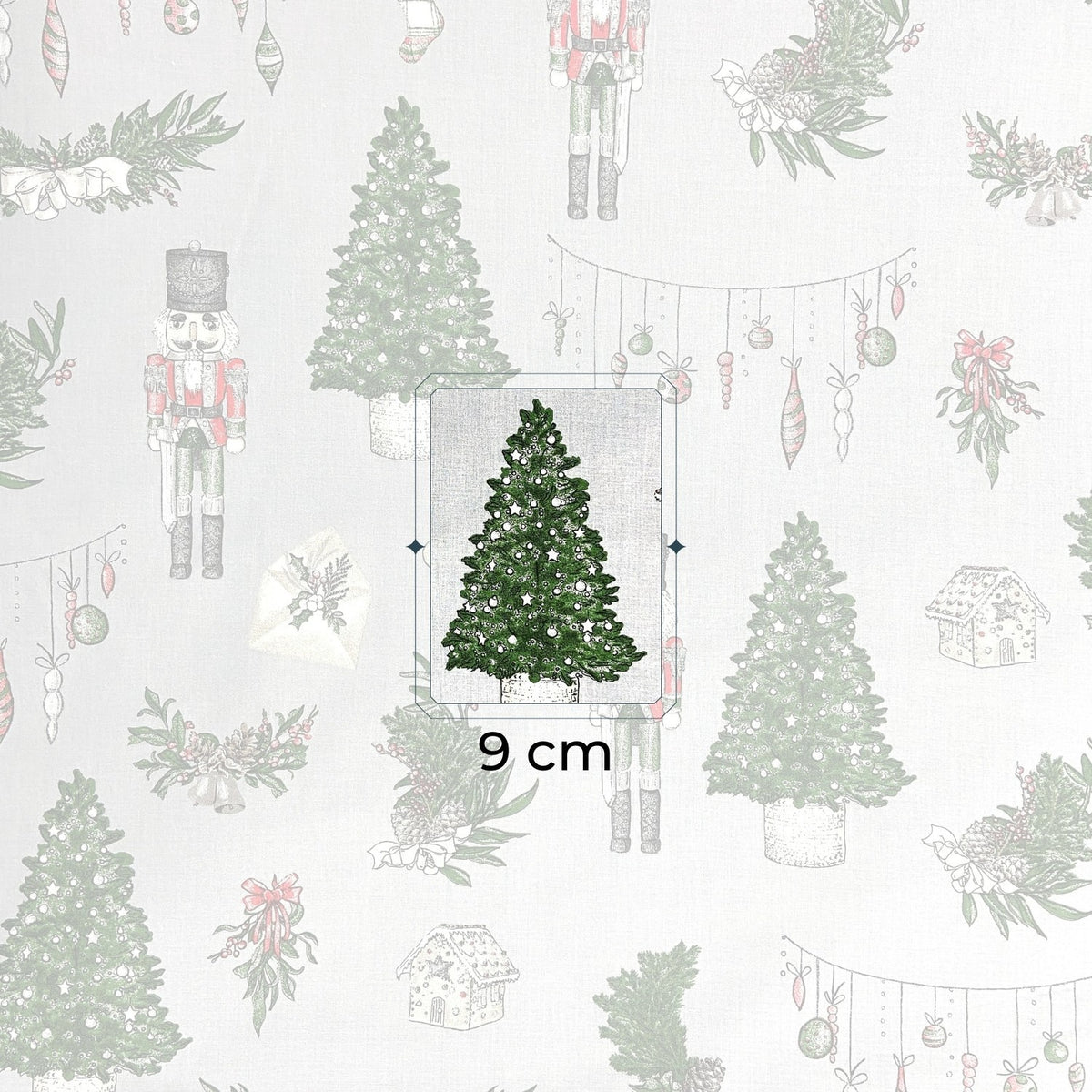 Cotton Fabric - Christmas Nutcracker, Gray