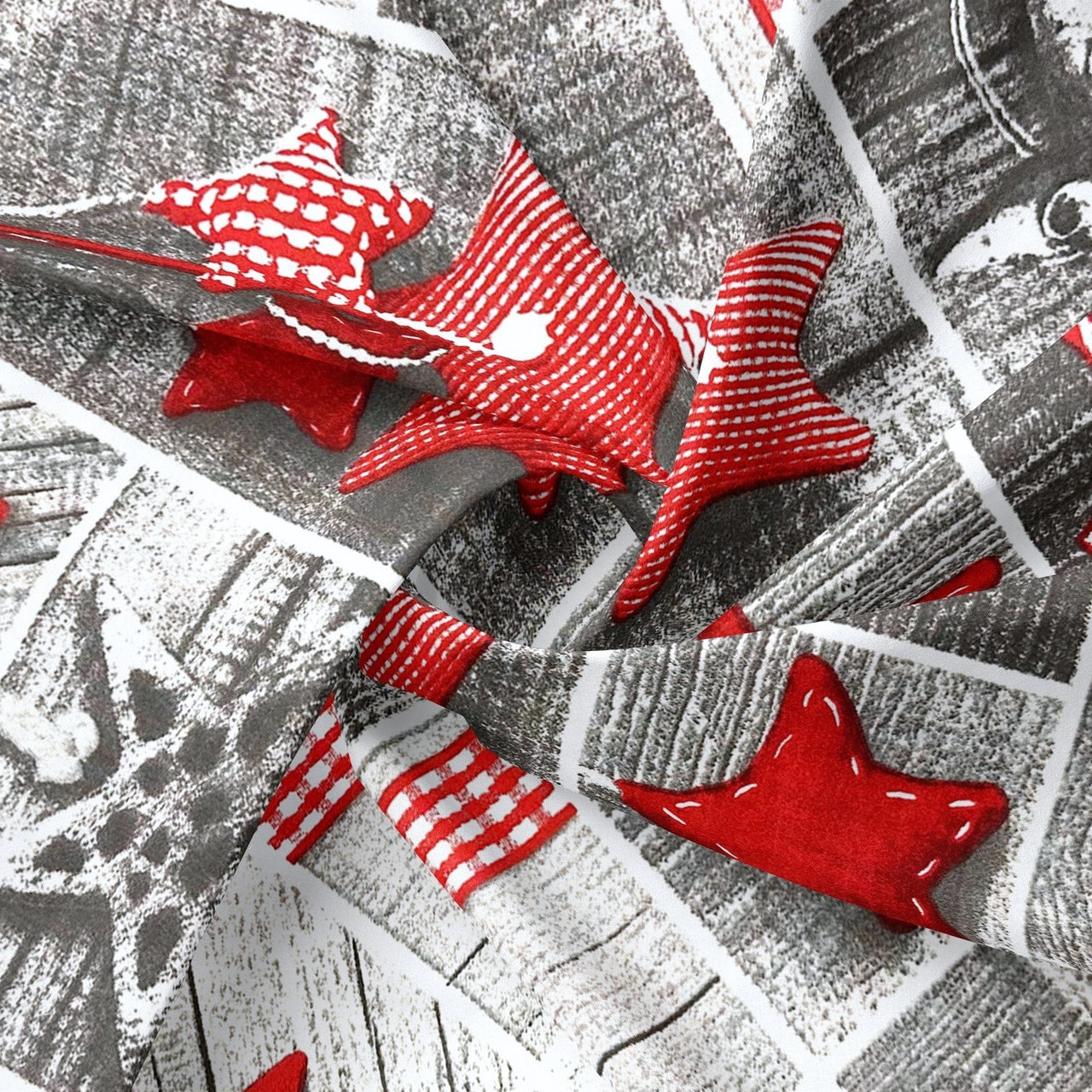 Cotton Fabric - Christmas Patchwork, Red