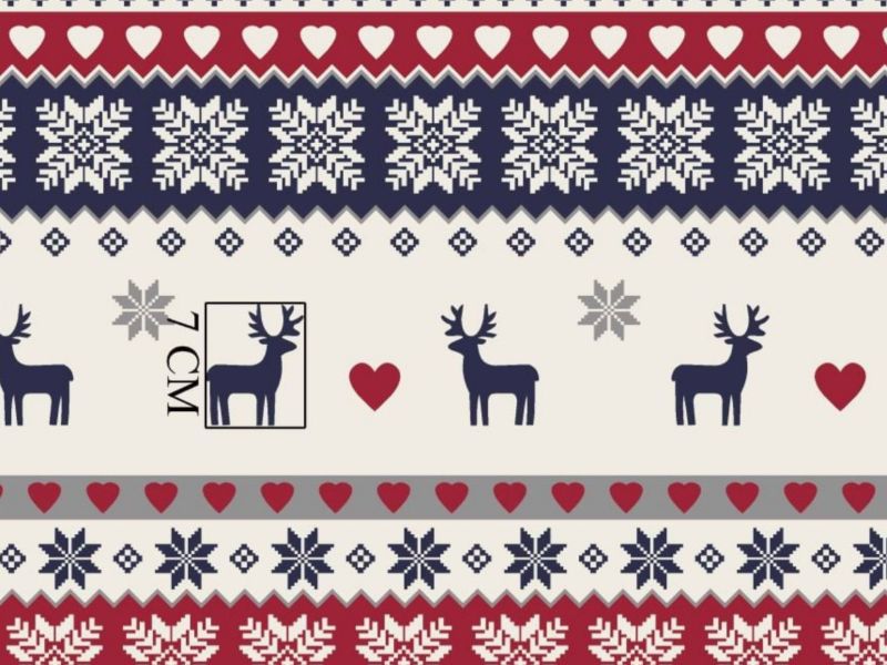 Cotton Fabric - Christmas Scandinavian Reindeer Grey