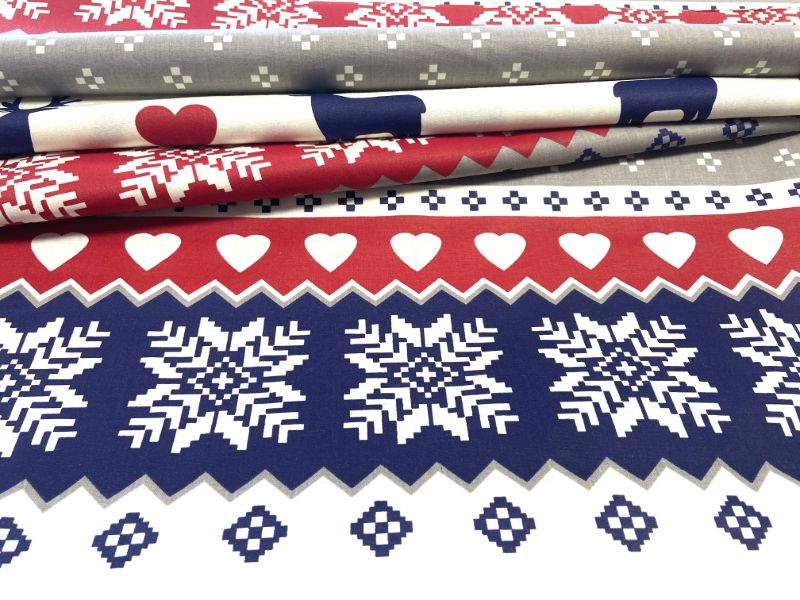 Cotton Fabric - Christmas Scandinavian Reindeer Grey