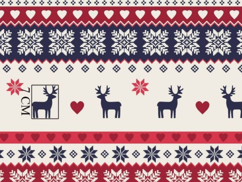 Cotton Fabric - Christmas Scandinavian Reindeer Red