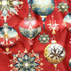 Tecido de algodão - bolas decorativas de Natal vermelhas