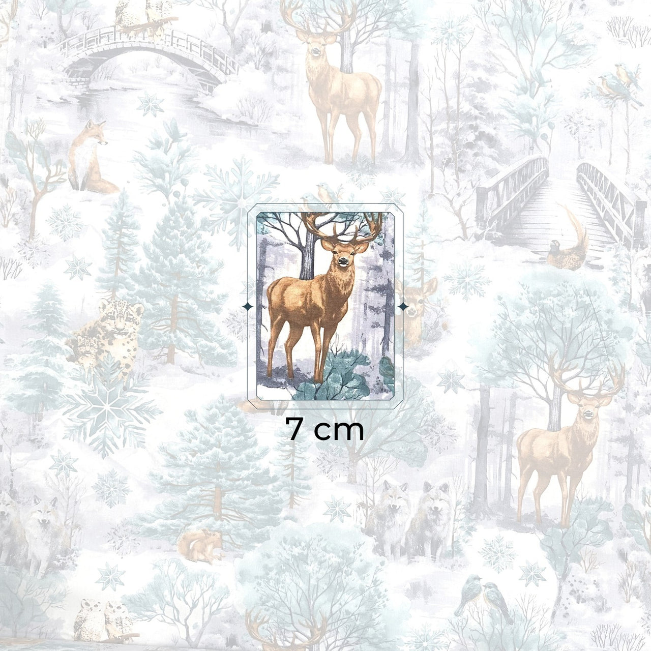 Cotton Fabric - Christmas green landscape
