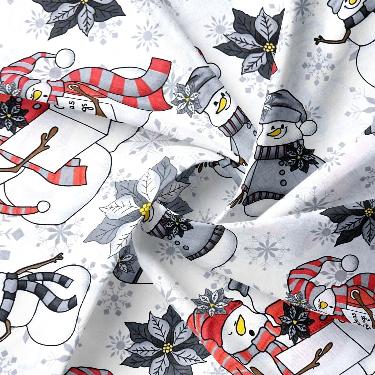Cotton Fabric - Christmas red snowmen