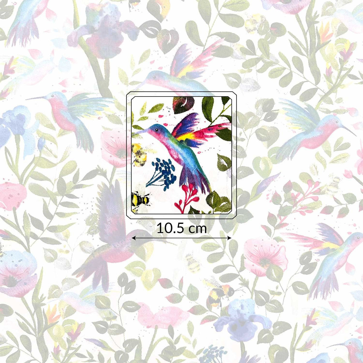 Cotton Fabric - Colorful Hummingbird