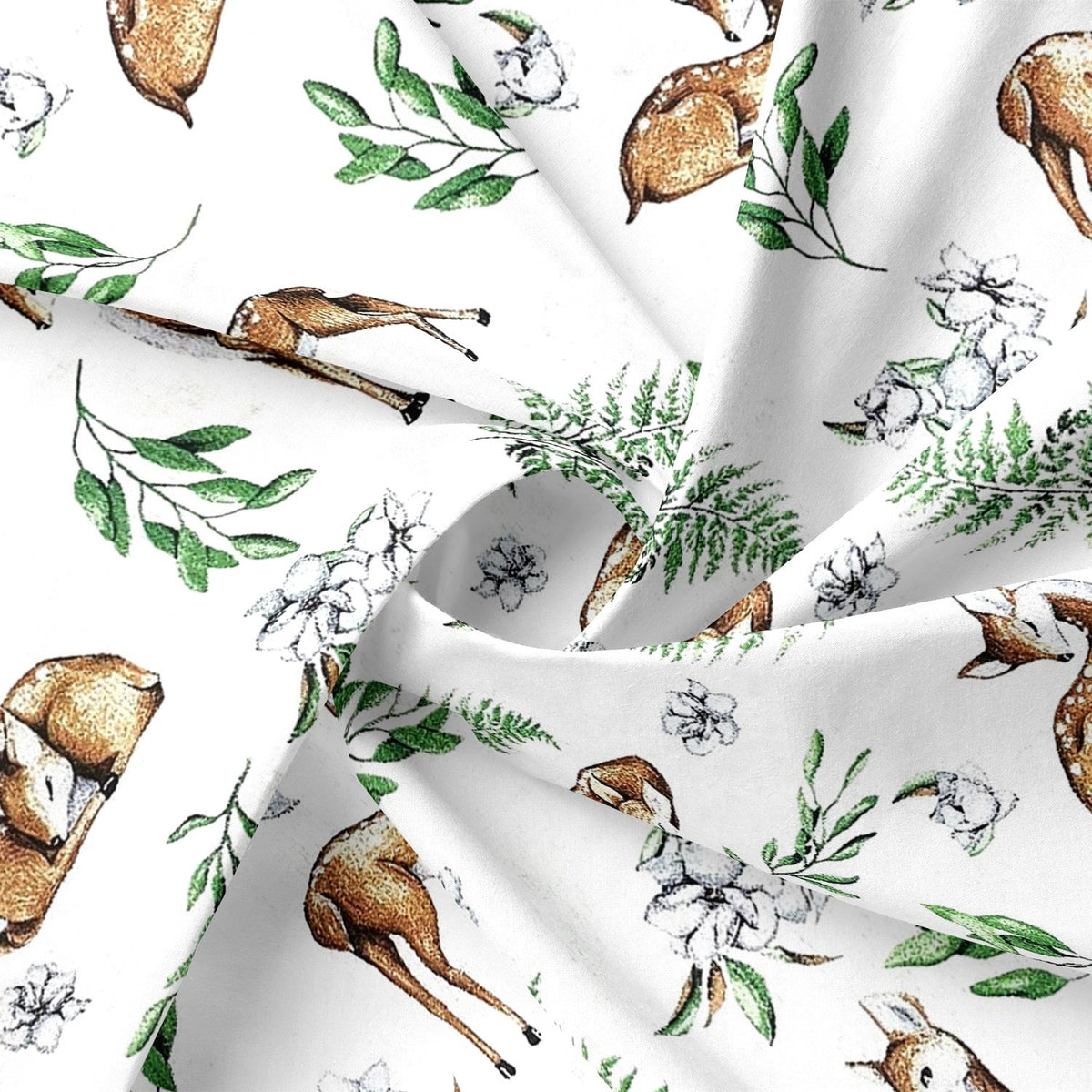 Cotton Fabric - Forest Animals Deer