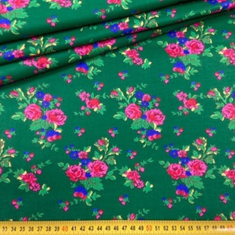 Cotton Fabric - Highland Flowers Green