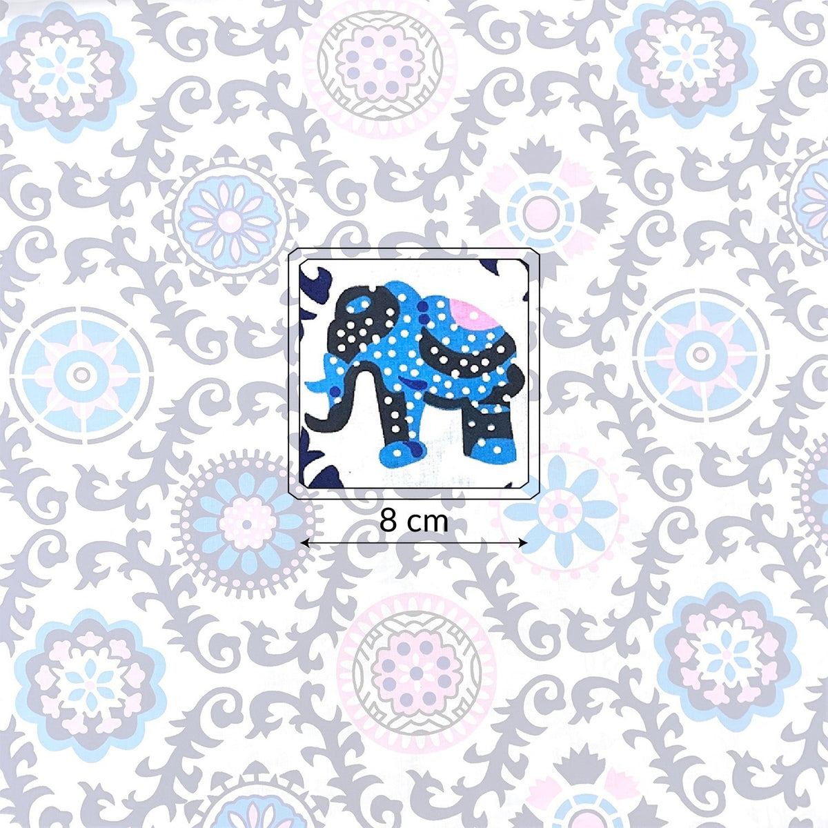 Cotton Fabric - Indian Elephant Pattern