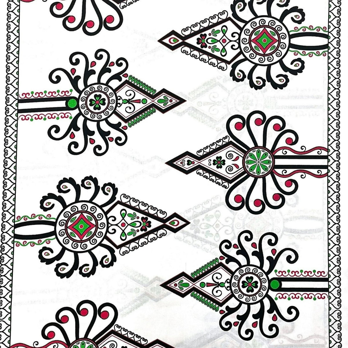 Cotton Fabric - Parzenica Highland Folklore Pattern White