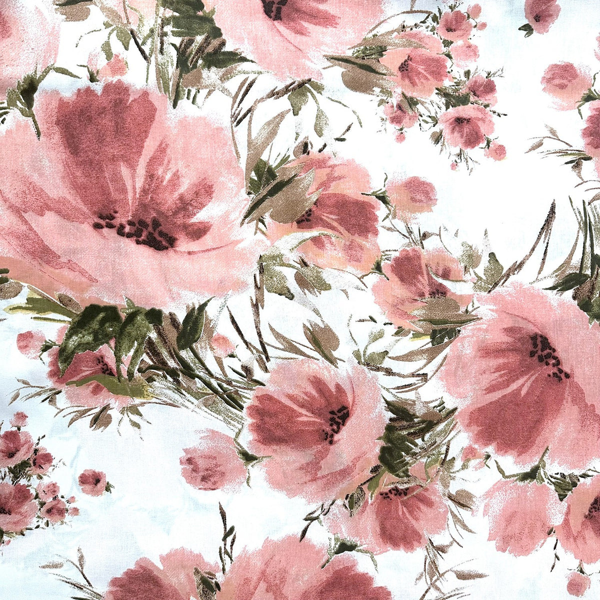 Cotton Fabric - Pink Wild Poppies