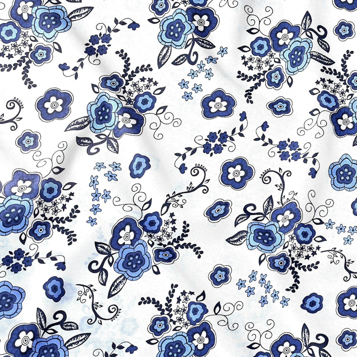 Cotton Fabric - Porcelain Flowers
