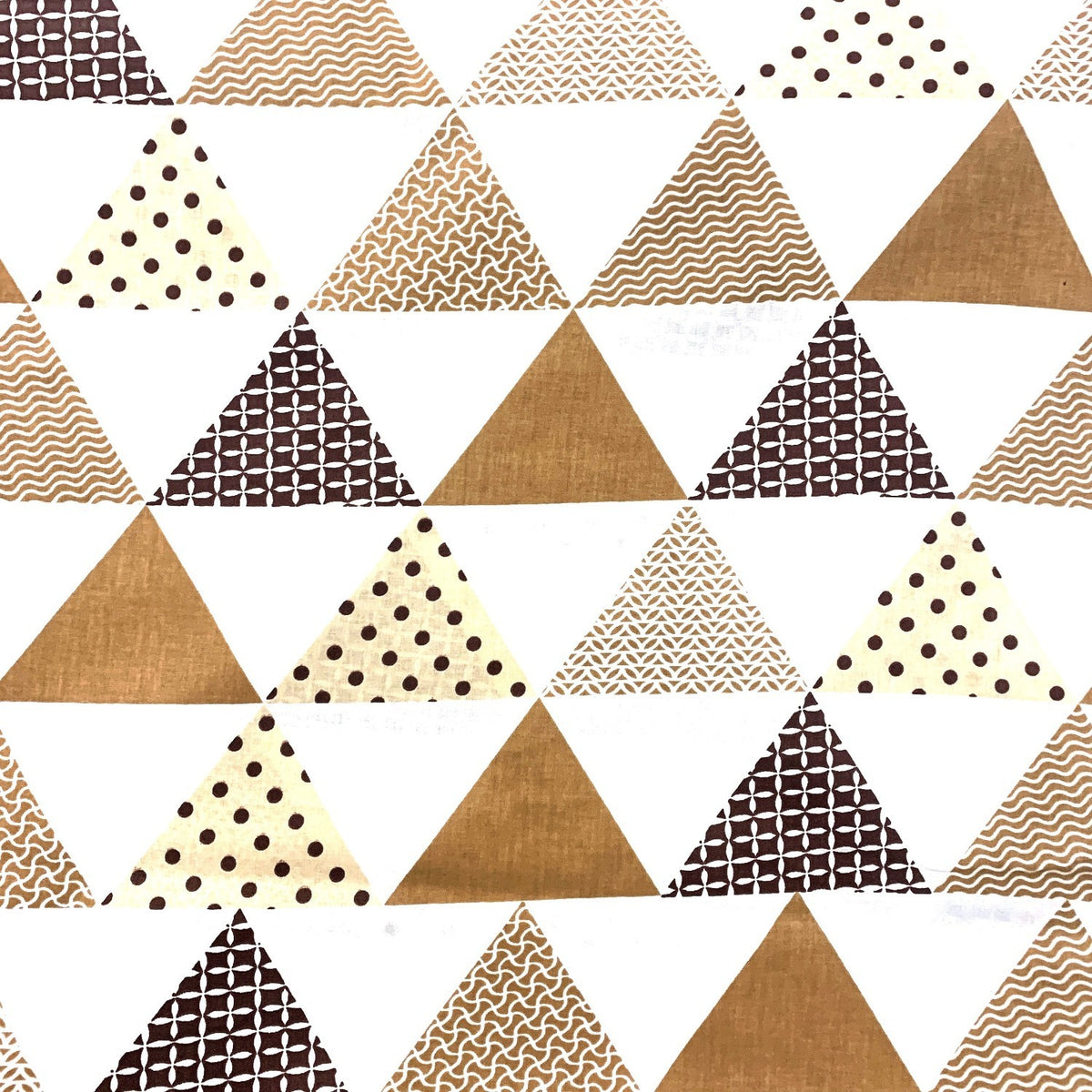 Cotton Fabric - Pyramids and Triangles Brown and Beige