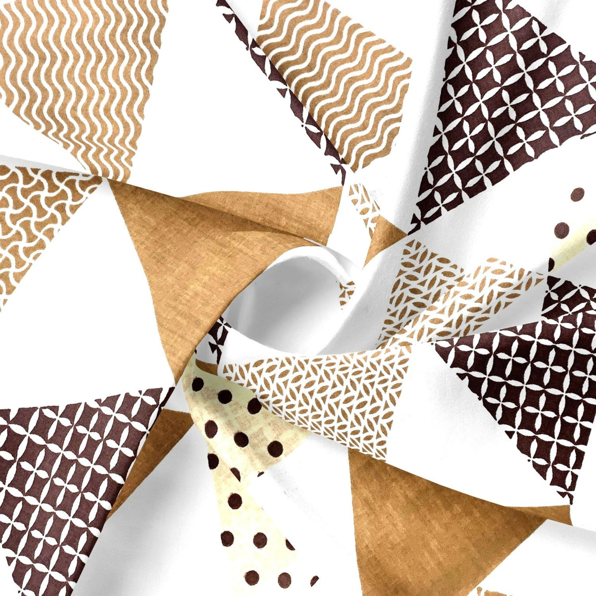 Cotton Fabric - Pyramids and Triangles Brown and Beige