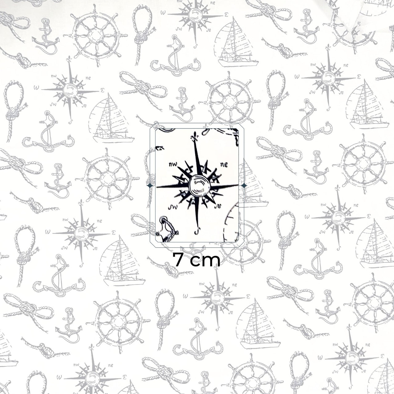 Cotton Fabric - Steering Wheels Compasses and Ropes
