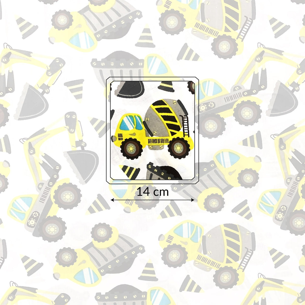 Cotton Fabric - Yellow Excavators