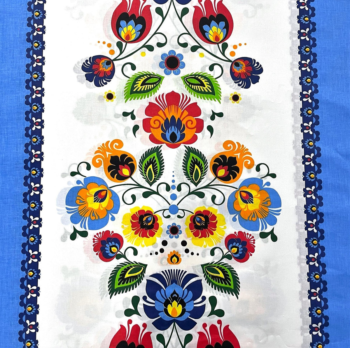 Cotton Fabric - Łowicz Folklore Stripes Blue