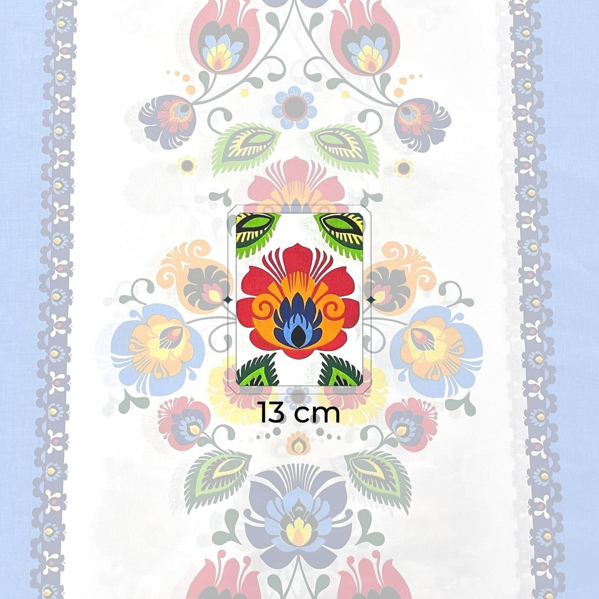 Cotton Fabric - Łowicz Folklore Stripes Blue