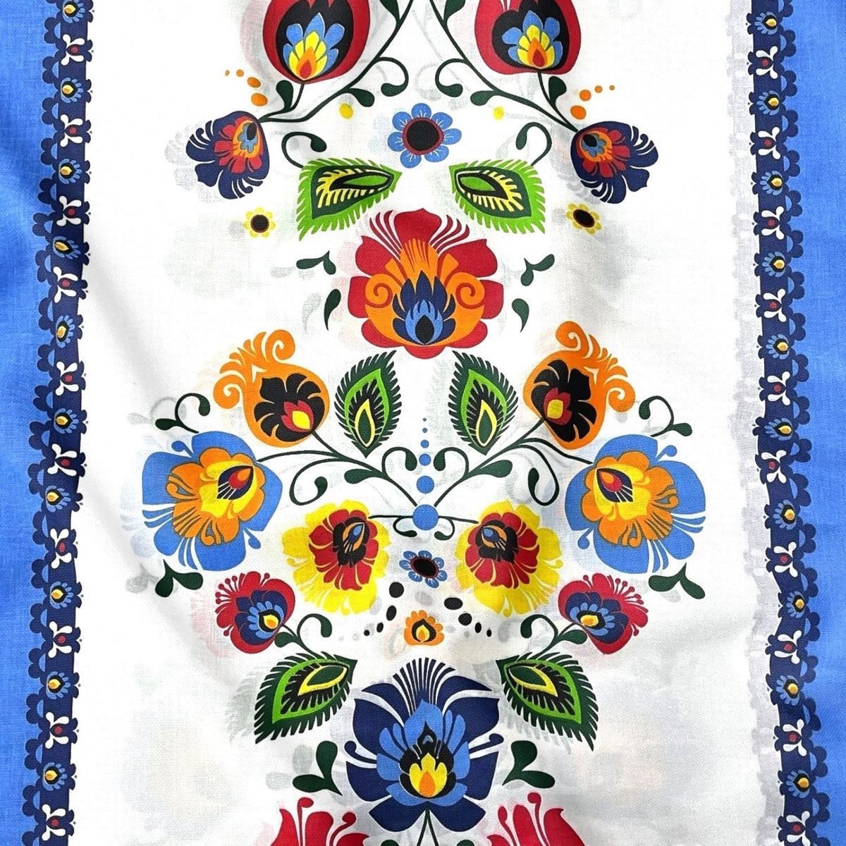 Cotton Fabric - Łowicz Folklore Stripes Blue