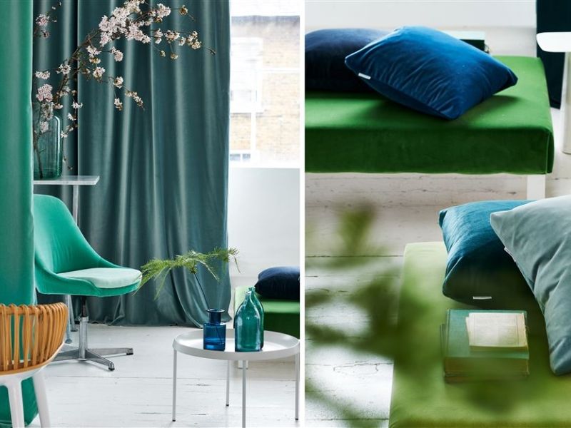 Upholstery Fabric RIVIERA Velour - Azure