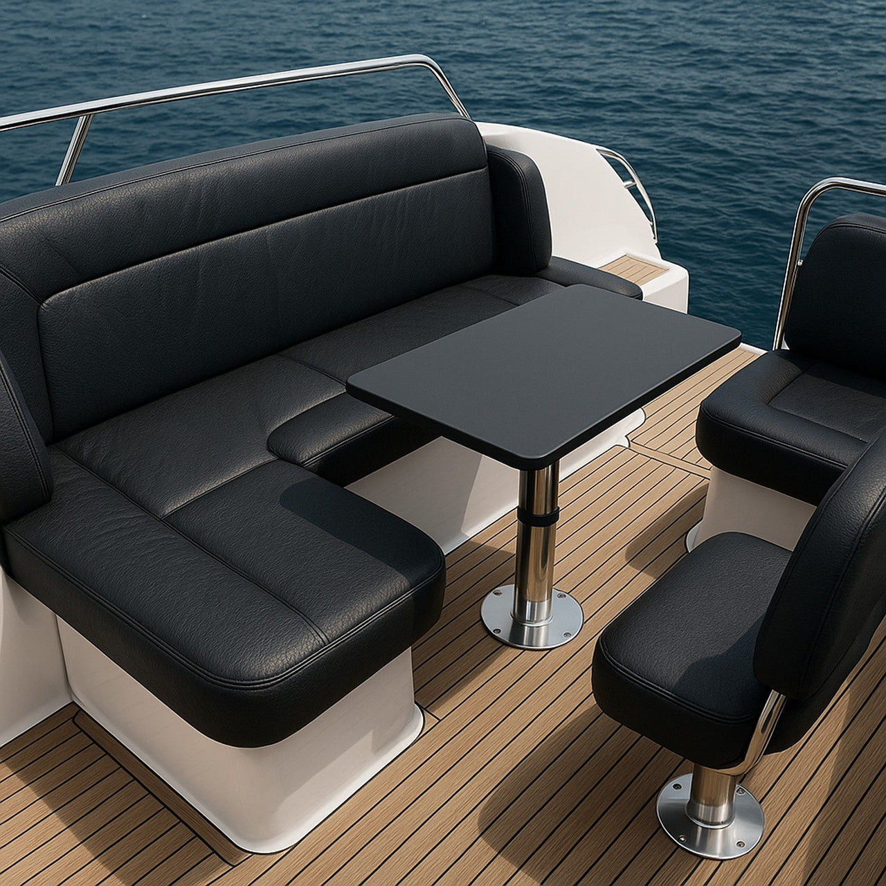 Waterproof ECO LEATHER MARINA classic M - UV-resistant fabric for yachts, boats, covers - Black