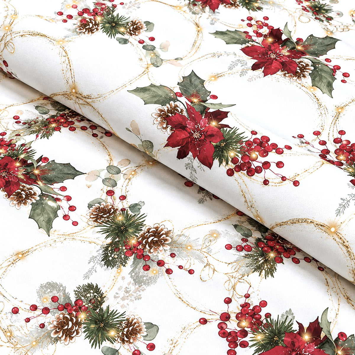 Tecido de Veludo Estampado - Padrão de Natal - 22991-1001
