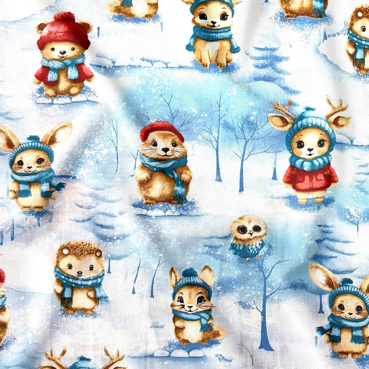 Tecido de algodão - gnomos e árvores de Natal II